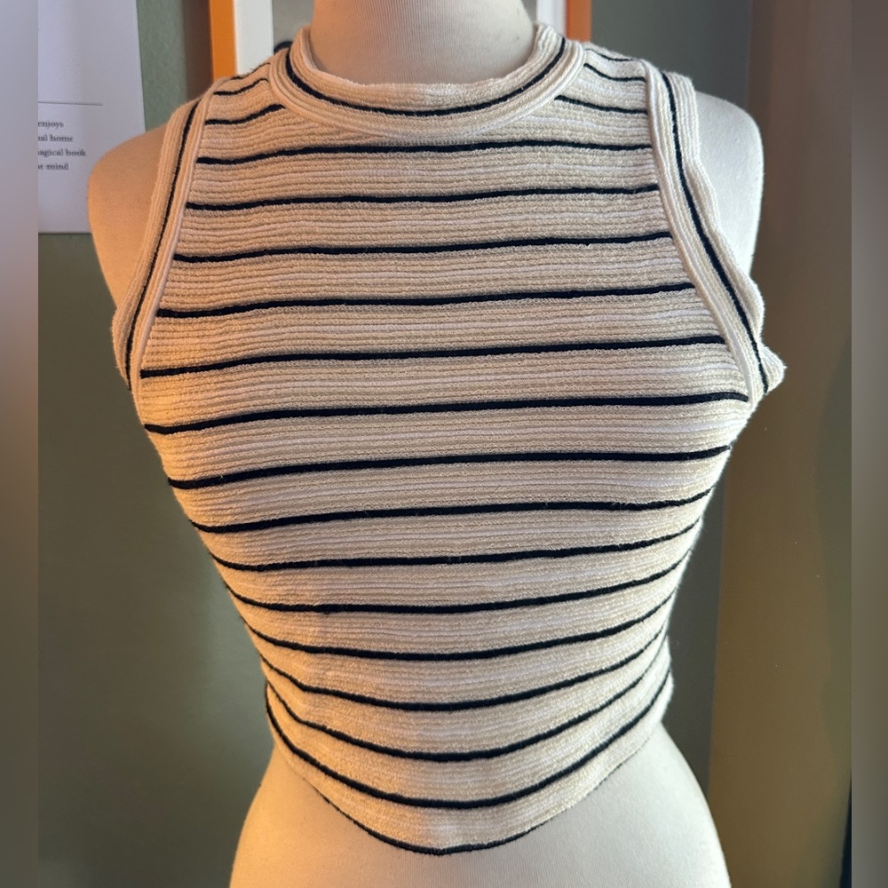 Amanda Uprichard Cropped Striped Terry Tank - Size M